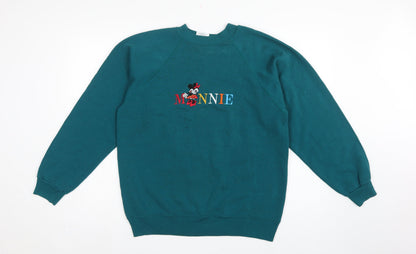 Hanes Women’s Green L Minnie Embroidered Crew Neck Sweatshirt