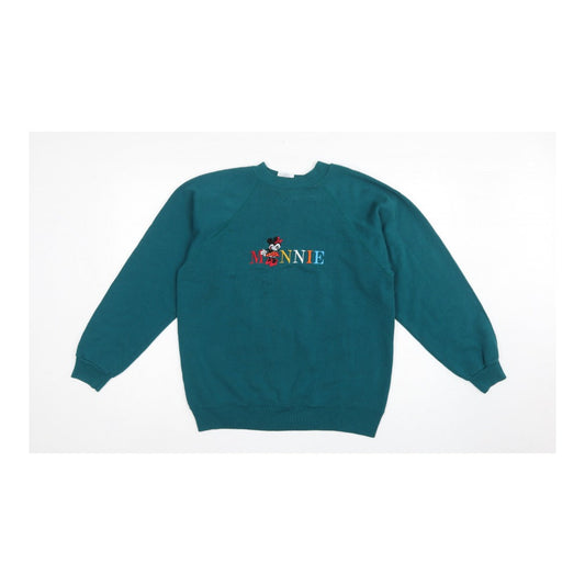 Hanes Women’s Green L Minnie Embroidered Crew Neck Sweatshirt