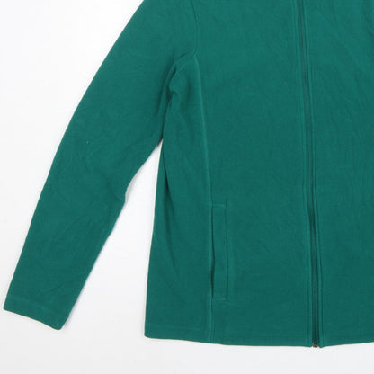 Lands' End Women's Green M Fleece Full Zip Basic Jacket Pockets