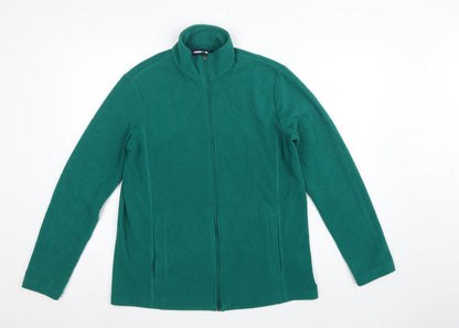 Lands' End Women's Green M Fleece Full Zip Basic Jacket Pockets