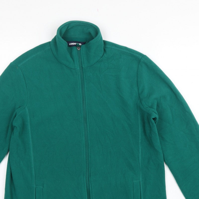 Lands' End Women's Green M Fleece Full Zip Basic Jacket Pockets