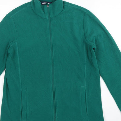 Lands' End Women's Green M Fleece Full Zip Basic Jacket Pockets