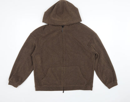 Mulvan Women’s Brown S Full Zip Hooded Fleece Hoodie Pockets