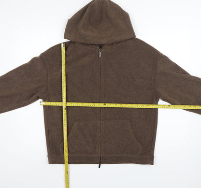 Mulvan Women’s Brown S Full Zip Hooded Fleece Hoodie Pockets