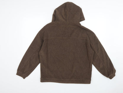 Mulvan Women’s Brown S Full Zip Hooded Fleece Hoodie Pockets