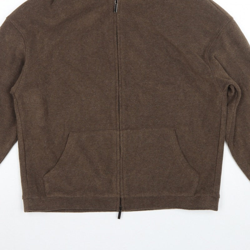 Mulvan Women’s Brown S Full Zip Hooded Fleece Hoodie Pockets