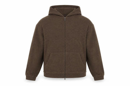 Mulvan Women’s Brown S Full Zip Hooded Fleece Hoodie Pockets