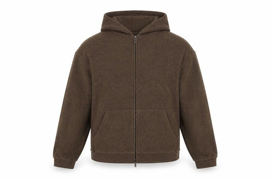 Mulvan Women’s Brown S Full Zip Hooded Fleece Hoodie Pockets