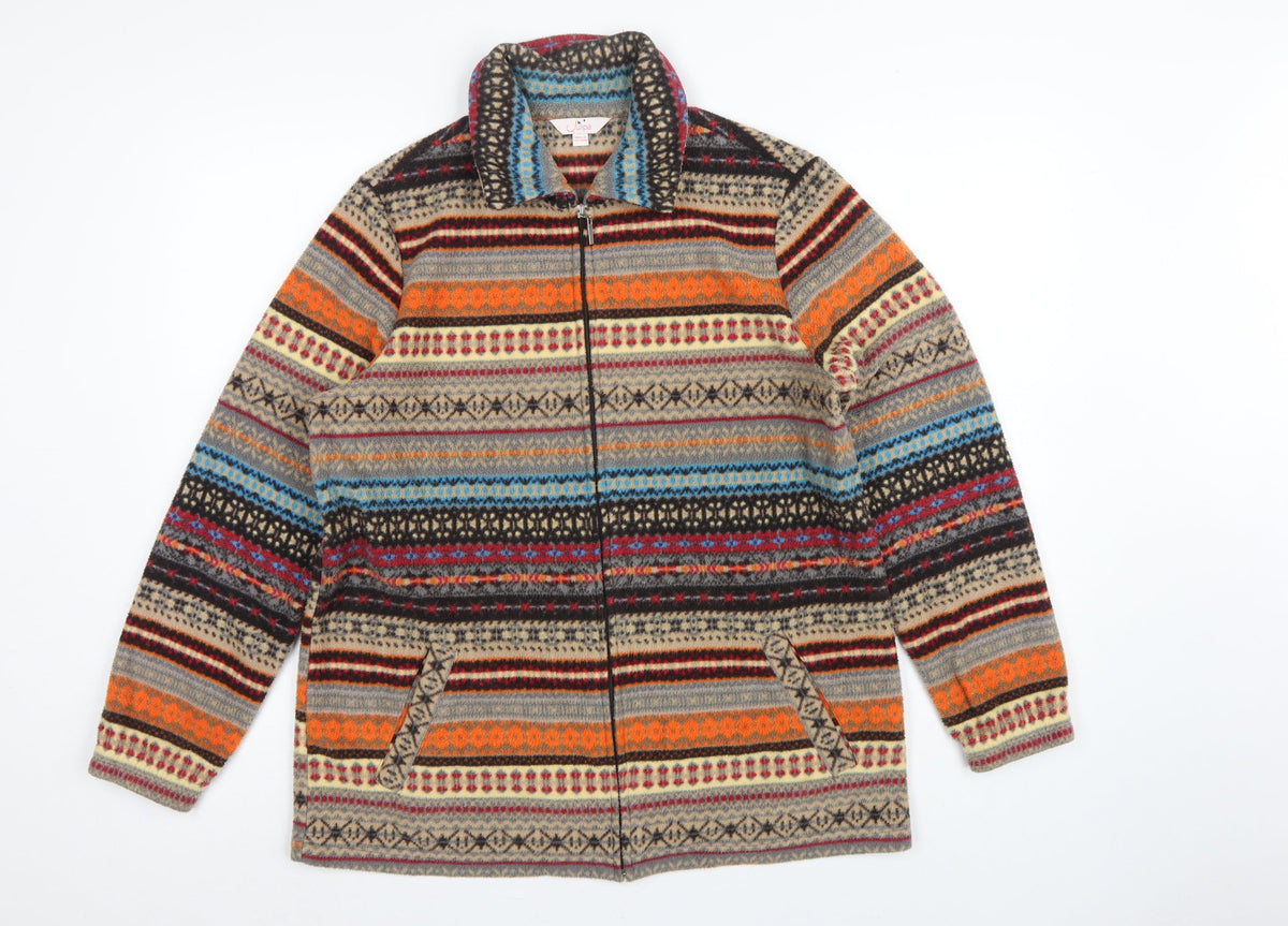 Julipa Women Multicoloured UK 12/14 Fair Isle Fleece Full Zip Jacket