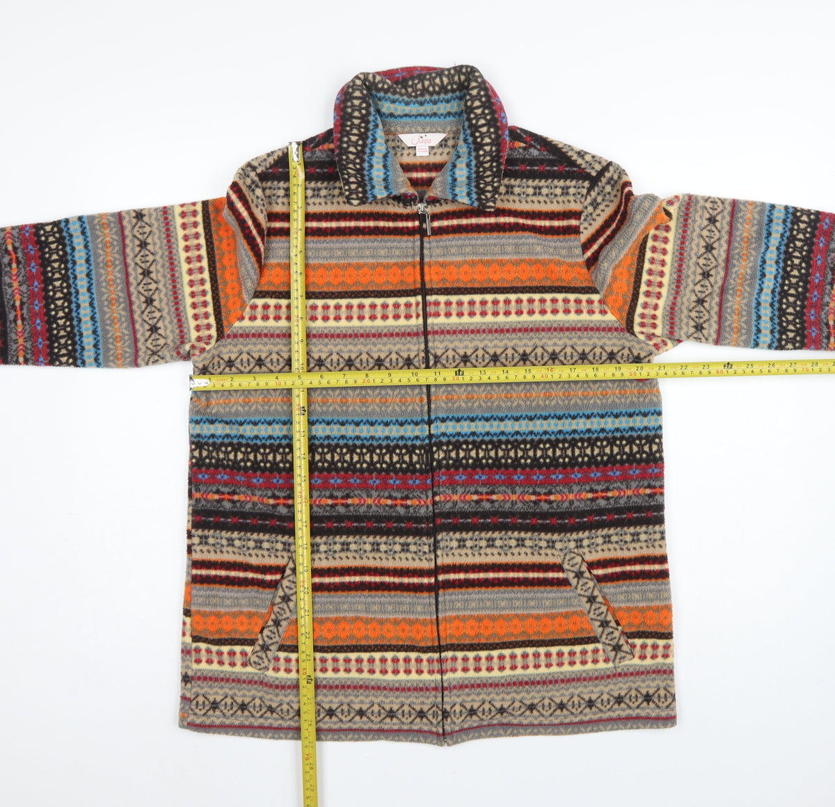 Julipa Women Multicoloured UK 12/14 Fair Isle Fleece Full Zip Jacket