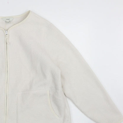 Marks and Spencer Women Ivory L Regular Fleece Full Zip Jacket