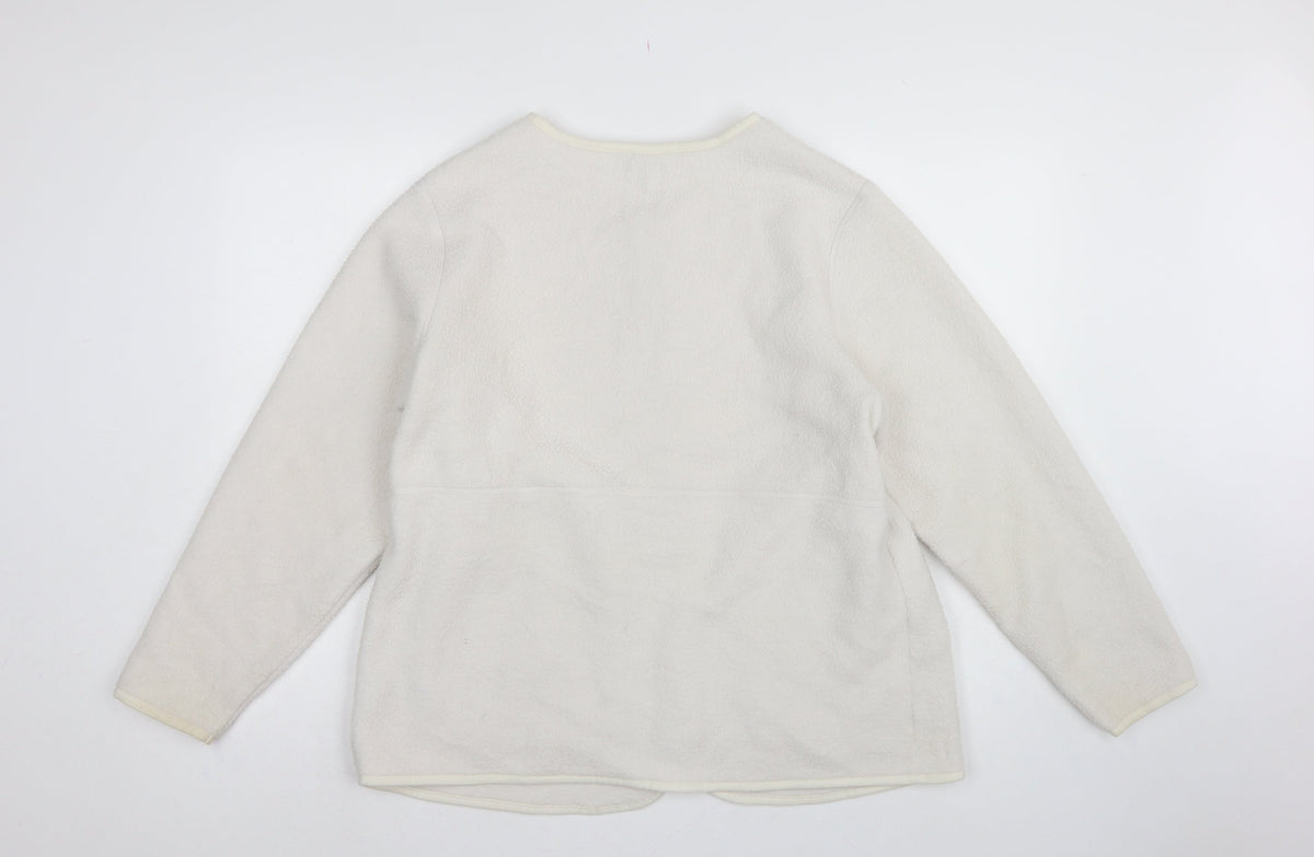 Marks and Spencer Women Ivory L Regular Fleece Full Zip Jacket