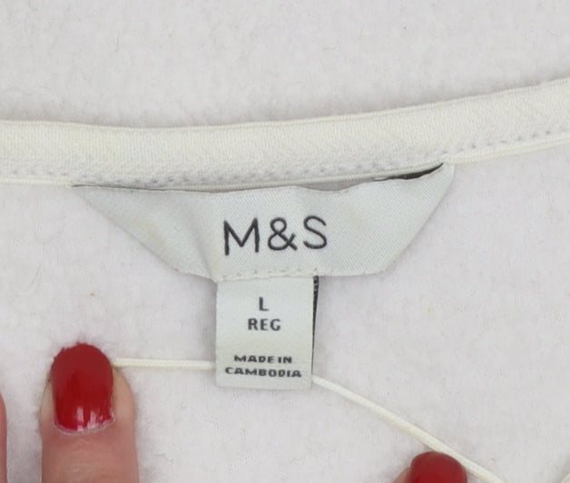Marks and Spencer Women Ivory L Regular Fleece Full Zip Jacket