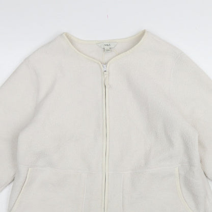 Marks and Spencer Women Ivory L Regular Fleece Full Zip Jacket