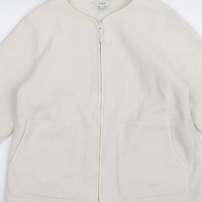 Marks and Spencer Women Ivory L Regular Fleece Full Zip Jacket