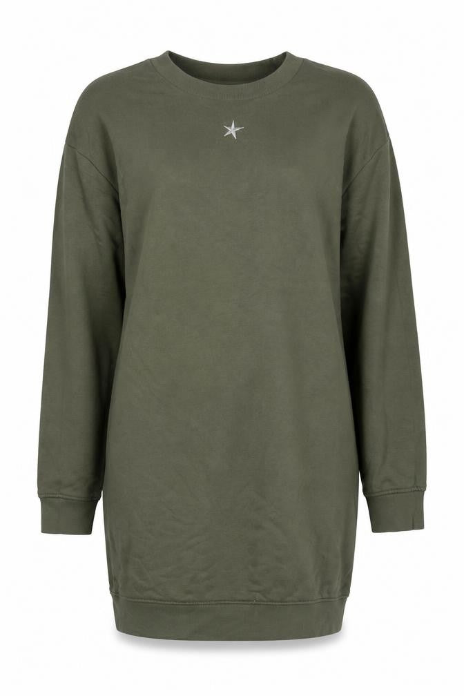 Emma Warren Women Green XS Star Embroidered French Terry Jumper Dress