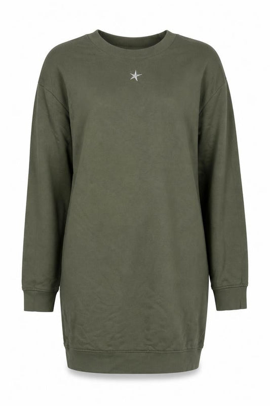 Emma Warren Women Green XS Star Embroidered French Terry Jumper Dress