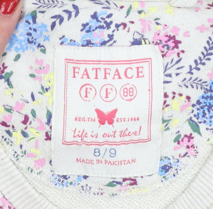 FatFace Girls Multicoloured Floral Sweatshirt 8-9 Years Pullover Crew Neck