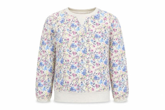 Front view of FatFace girls’ multicoloured floral sweatshirt 8-9 years pullover crew neck
