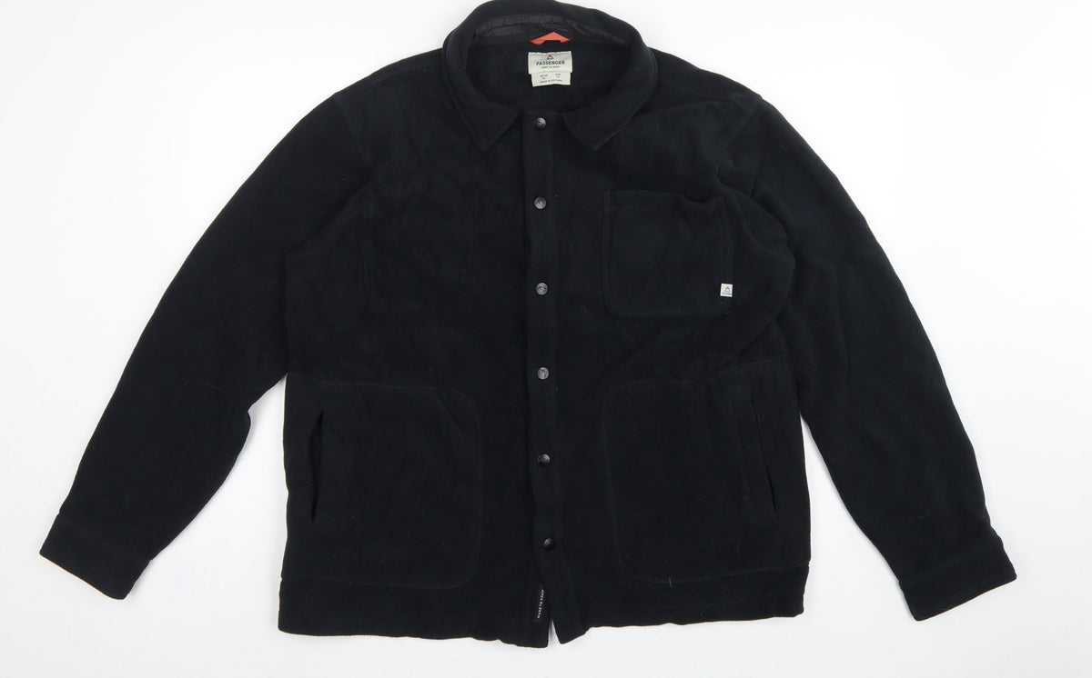 Passenger Mens Black XL Fleece Lined Button Jacket Outdoor