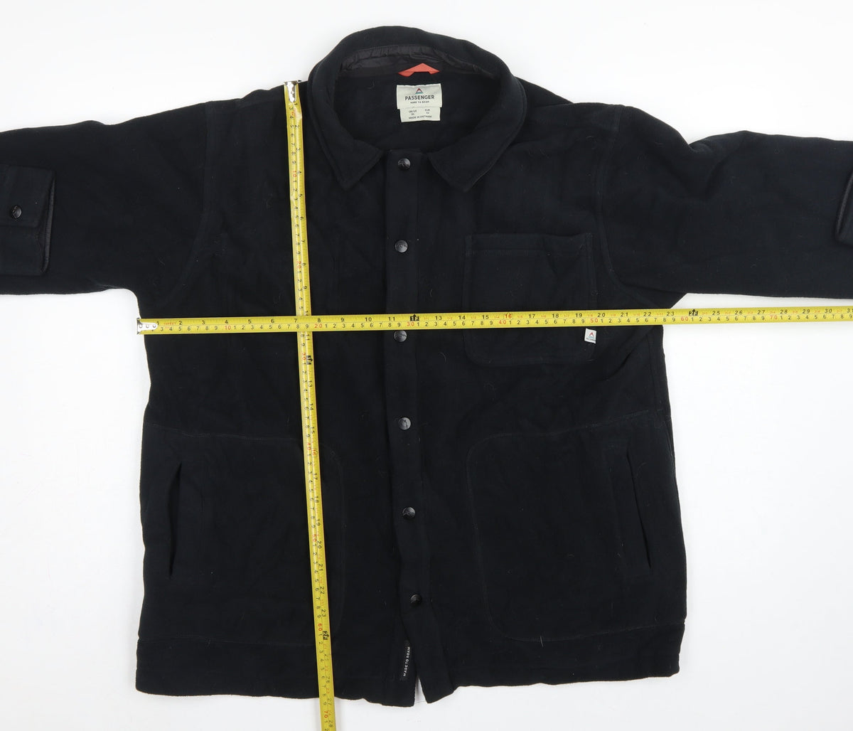 Passenger Mens Black XL Fleece Lined Button Jacket Outdoor