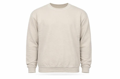 AsYou Men’s Beige Small Crew Neck Logo Pullover Sweatshirt