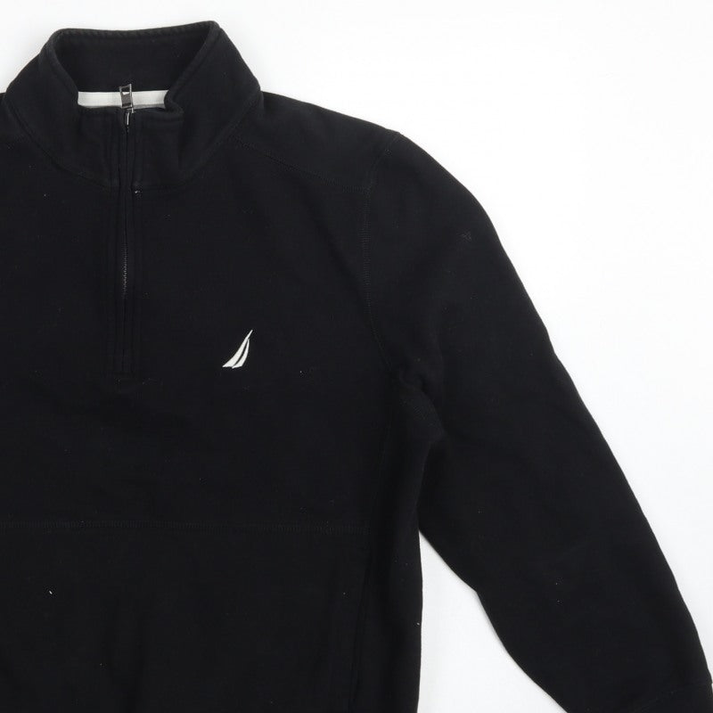 Nautica Men's Black M 1/4 Zip Pullover Logo Sweatshirt