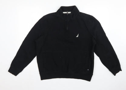 Nautica Men's Black M 1/4 Zip Pullover Logo Sweatshirt