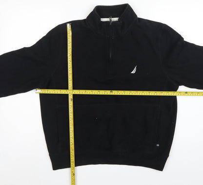 Nautica Men's Black M 1/4 Zip Pullover Logo Sweatshirt