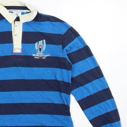 Rugby World Cup 2019 Men’s Blue Striped Long Sleeve Polo M