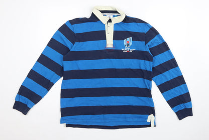 Rugby World Cup 2019 Men’s Blue Striped Long Sleeve Polo M