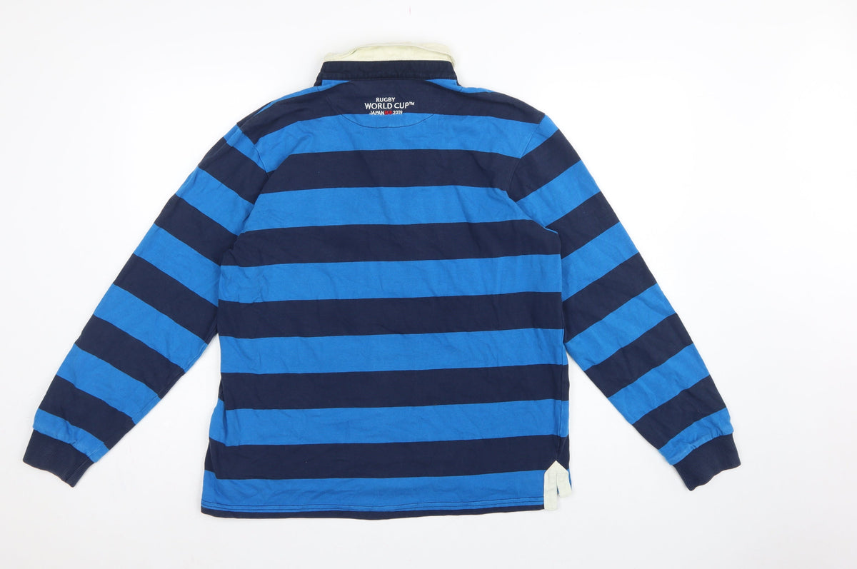 Rugby World Cup 2019 Men’s Blue Striped Long Sleeve Polo M