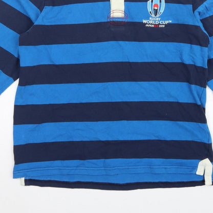 Rugby World Cup 2019 Men’s Blue Striped Long Sleeve Polo M