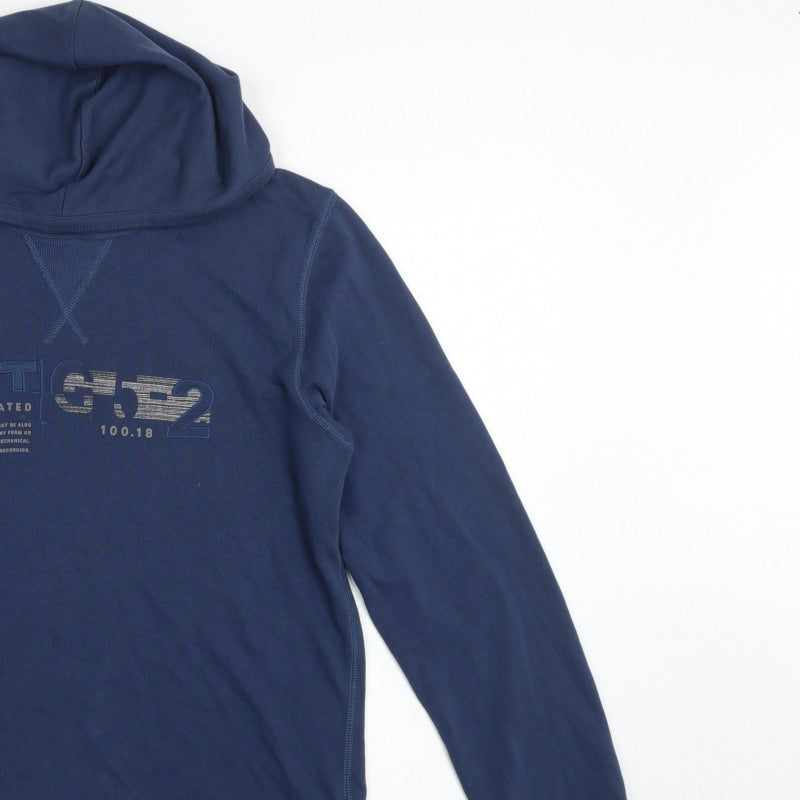 Esprit Men's Blue L Graphic Logo Hooded Pullover Sweatshirt