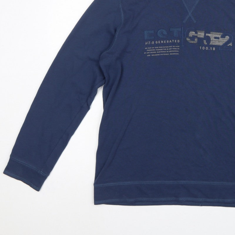Esprit Men's Blue L Graphic Logo Hooded Pullover Sweatshirt