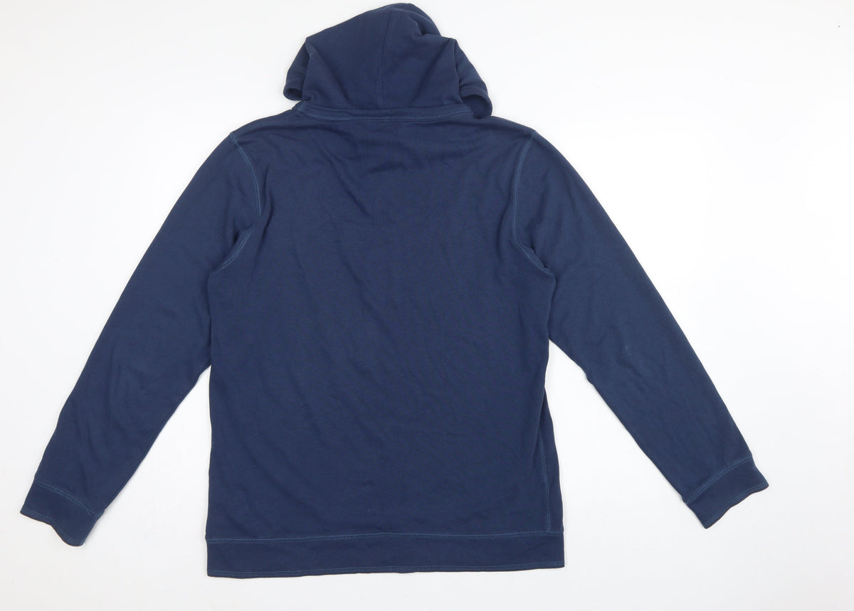 Esprit Men's Blue L Graphic Logo Hooded Pullover Sweatshirt