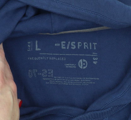 Esprit Men's Blue L Graphic Logo Hooded Pullover Sweatshirt