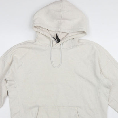 Adidas Women Ivory XS Pullover Hoodie Logo Kangaroo Pocket