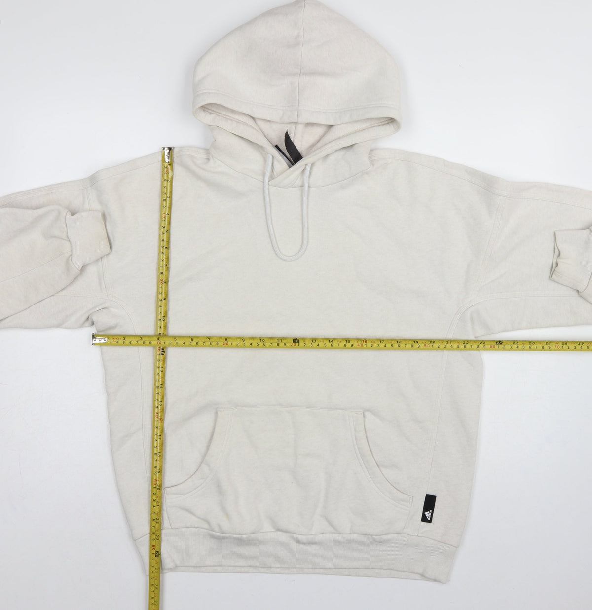 Adidas Women Ivory XS Pullover Hoodie Logo Kangaroo Pocket