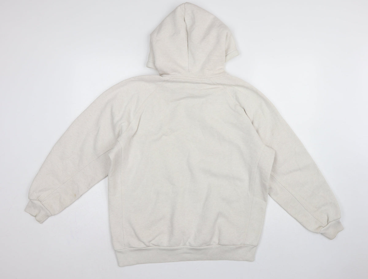 Adidas Women Ivory XS Pullover Hoodie Logo Kangaroo Pocket