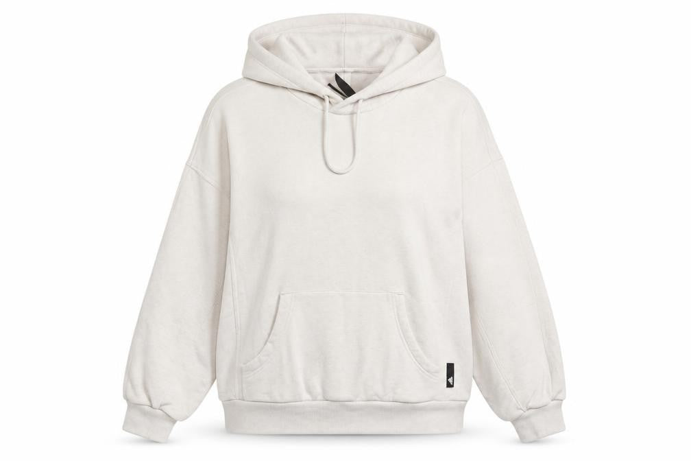 Adidas Women Ivory XS Pullover Hoodie Logo Kangaroo Pocket
