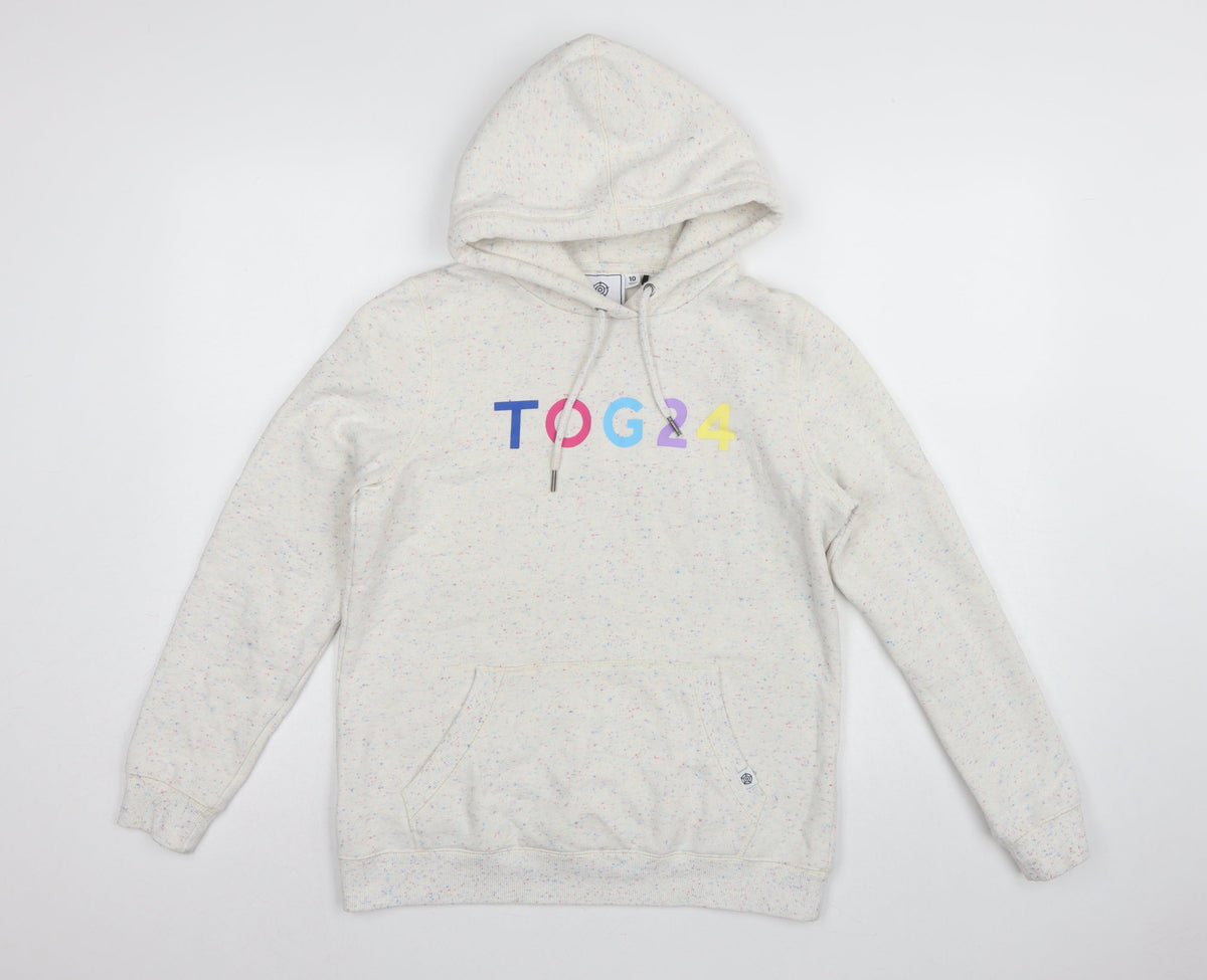 TOG24 Women’s Ivory Speckle Hoodie UK 10 Pullover Logo Pocket
