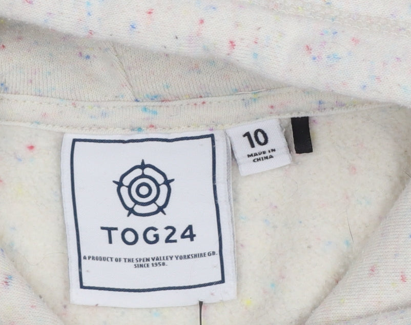 TOG24 Women’s Ivory Speckle Hoodie UK 10 Pullover Logo Pocket