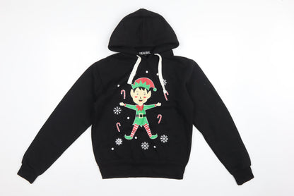 Be Jealous Girls Black L Pullover Christmas Elf Graphic Hoodie