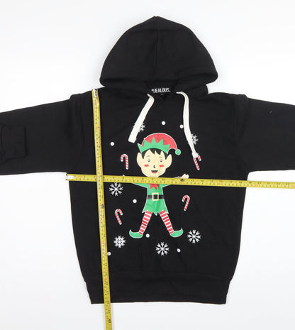 Be Jealous Girls Black L Pullover Christmas Elf Graphic Hoodie