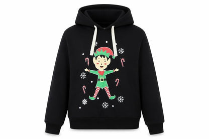 Be Jealous Girls Black L Pullover Christmas Elf Graphic Hoodie