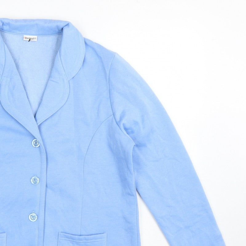 Damart Women Blue UK 16 Fleece Jacket Button Front Pockets