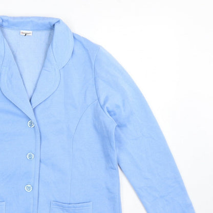 Damart Women Blue UK 16 Fleece Jacket Button Front Pockets