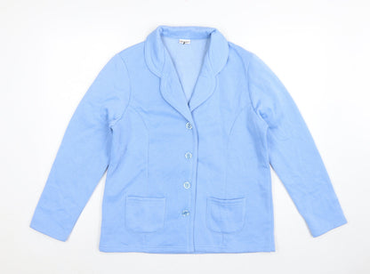 Damart Women Blue UK 16 Fleece Jacket Button Front Pockets