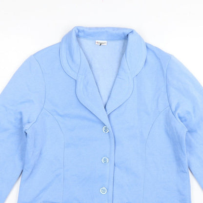 Damart Women Blue UK 16 Fleece Jacket Button Front Pockets